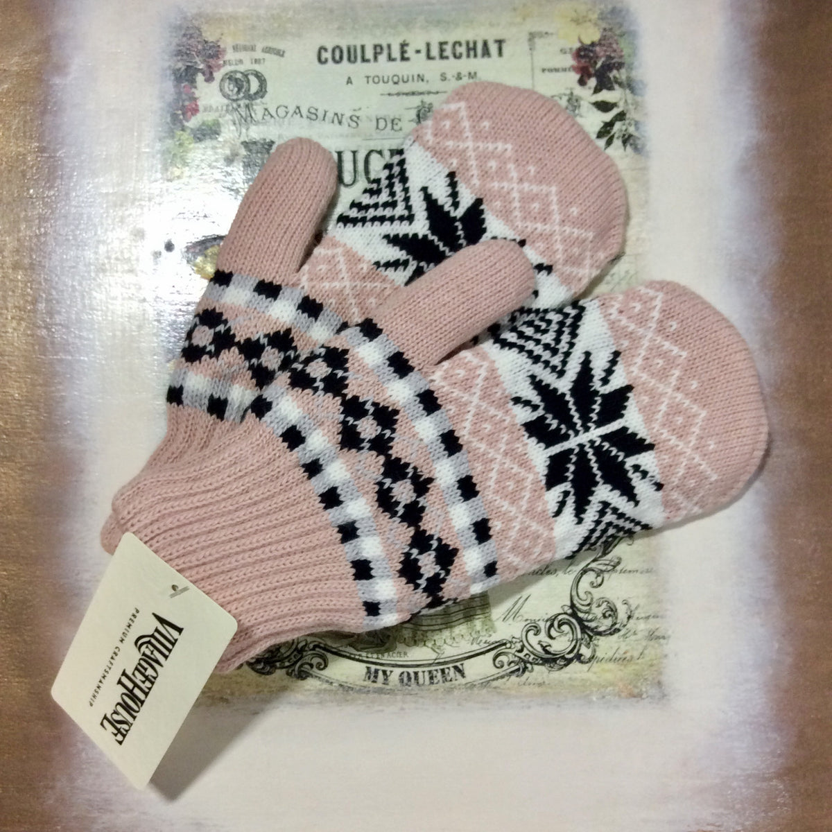 Village House Pink Fleece-Lined Snowflake Mittens – Cotton Patch