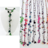 Leather and Stone Flower Strand Lariat