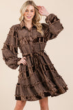 Velvet Grid Pom-Pom Dress