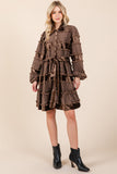 Velvet Grid Pom-Pom Dress