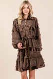 Velvet Grid Pom-Pom Dress
