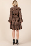 Velvet Grid Pom-Pom Dress