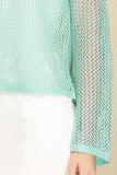 Aqua Open-Knit Metallic Thread Sweater Top