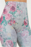 Antique Baroque Print Crop Leggings Close Up Women's Clothing