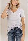 Lilac "V" Neck Tee