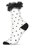 Polka Dot Ruffle Lace Cuff Sheer Socks