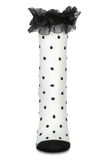 Polka Dot Ruffle Lace Cuff Sheer Socks