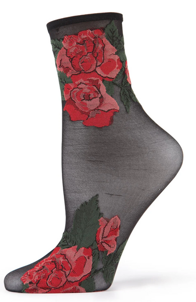 Beauty Rose Garden Sheer See-Through Ankle Socks
