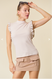 Faux Leather Ruffle Tank Top