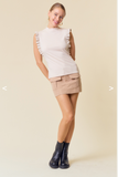 Faux Leather Ruffle Tank Top