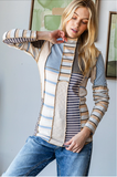 Beverly Mixed Print Pullover - Blue