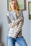 Beverly Mixed Print Pullover - Blue