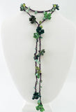 Leather and Stone Flower Strand Lariat