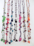 Leather and Stone Flower Strand Lariat
