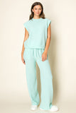 Misty Waffle Knit Wide Leg Pant