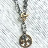 Two-Tone Mission Cross Toggle Necklace