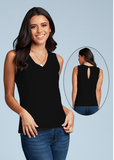 V-Neck Keyhole Sleeveless Top