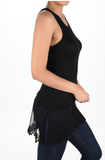 Black Embroidered Lace Extender Tank