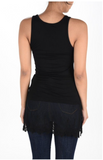 Black Embroidered Lace Extender Tank