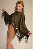 Prairie Wind Faux Suede Fringe Cape