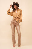 Western Suede Tie Blouse