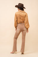 Western Suede Tie Blouse