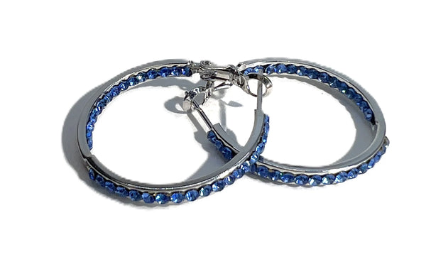 Blue Frost 30mm Crystal Hoop Earrings