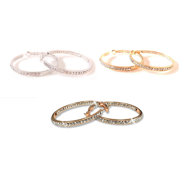 Gold, Rose Gold Or Silver 30MM Inside Outside Hoop Earrings