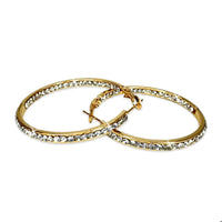Gold or Silver 40mm Crystal Hoop Earrings