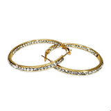 Gold or Silver 40mm Crystal Hoop Earrings