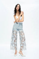 Lesley Rhinestone Lace Jean Front Women's Clothing