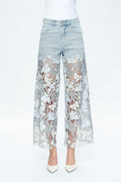 Lesley Rhinestone Lace Jean Detail Women's Clothing