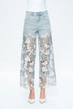 Lesley Rhinestone Lace Jean Detail Women's Clothing