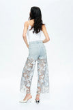 Lesley Rhinestone Lace Jean Back Women's Clothing