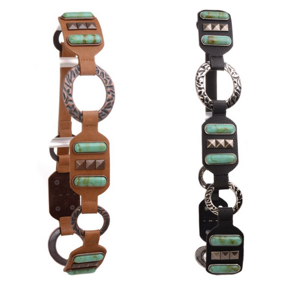 Turquoise Loop Leather Belt