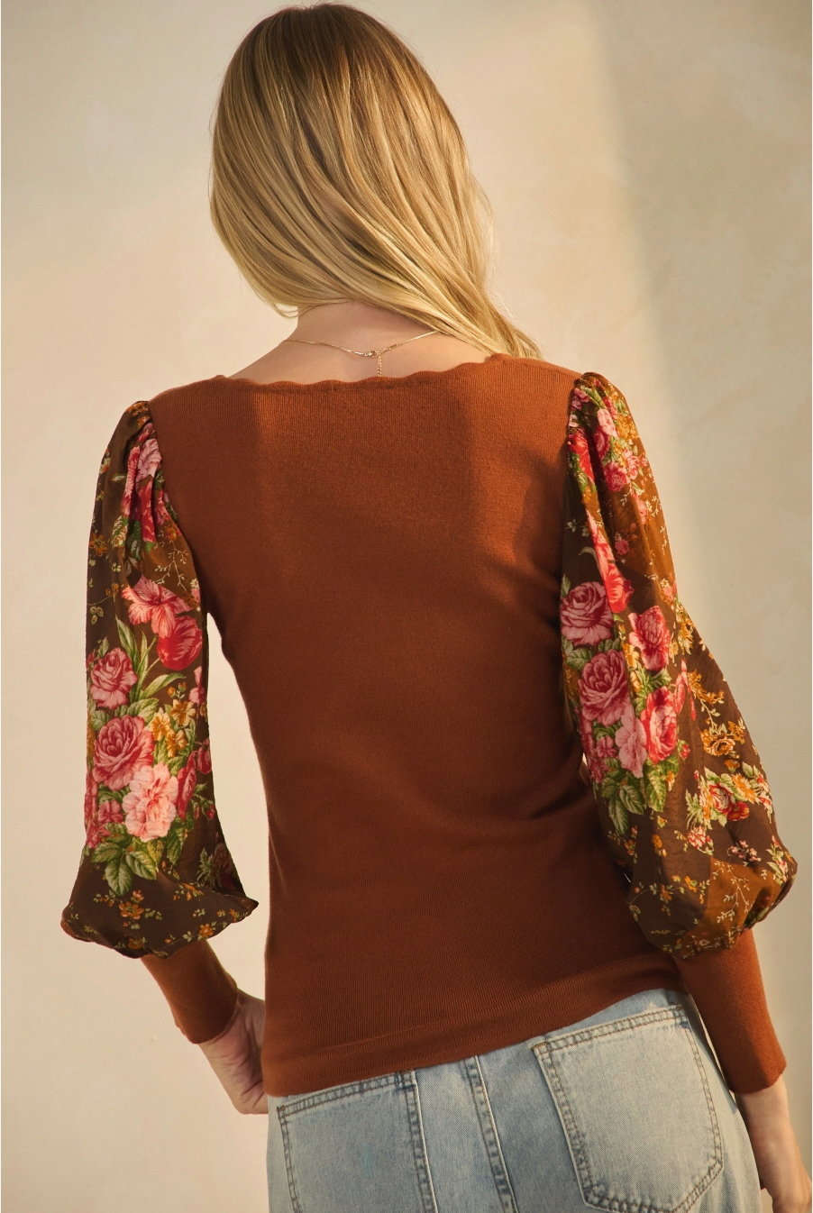 Copper Rose Contrast Top - 1X-Large - 3X-Large