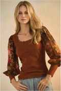 Copper Rose Contrast Top - Small - Large