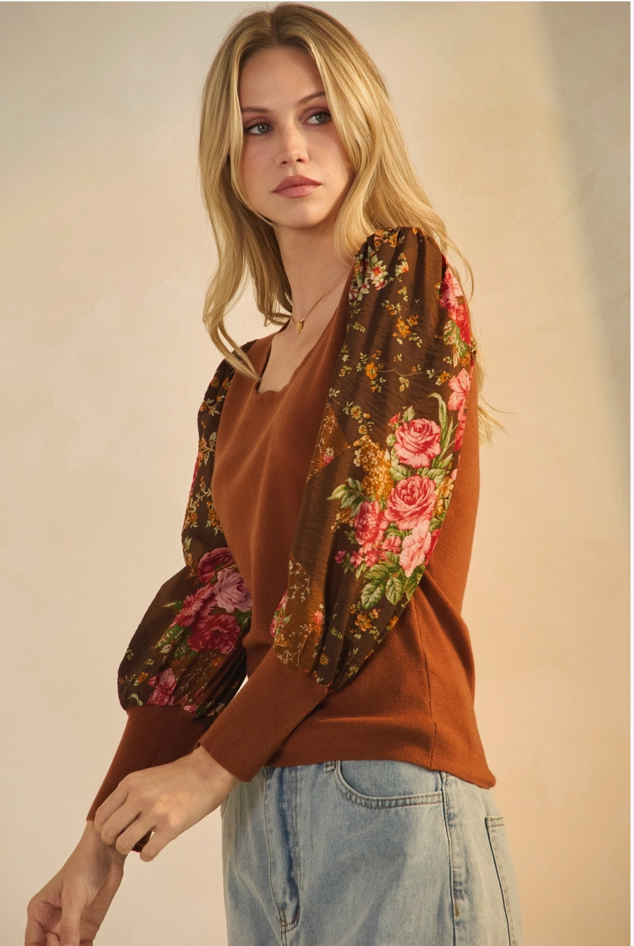 Copper Rose Contrast Top - 1X-Large - 3X-Large