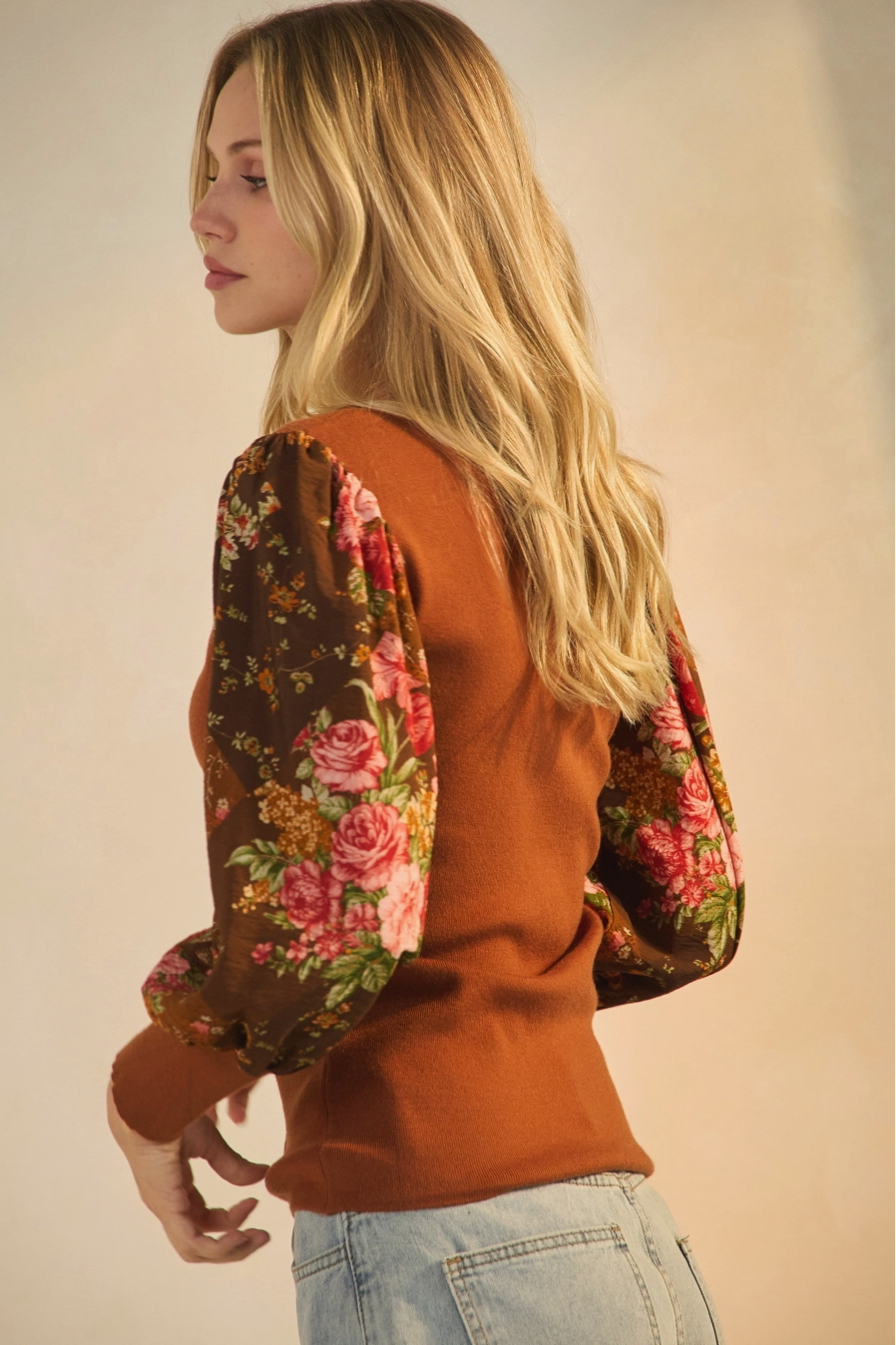 Copper Rose Contrast Top - 1X-Large - 3X-Large