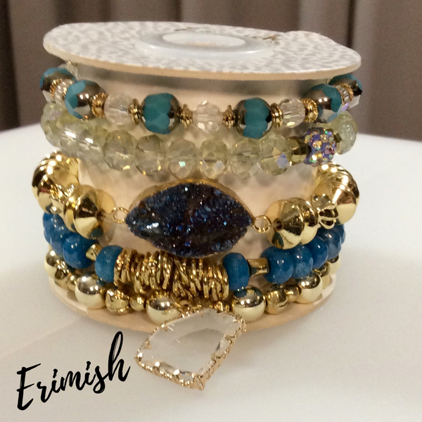 Erimish Deep Deep Druzy Bracelet Stack