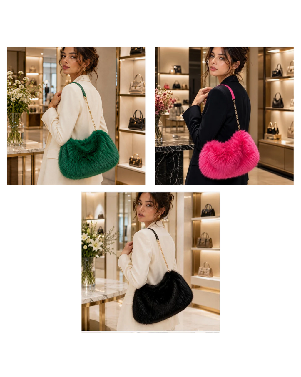 Modern Muse Faux Fur Crescent Bag