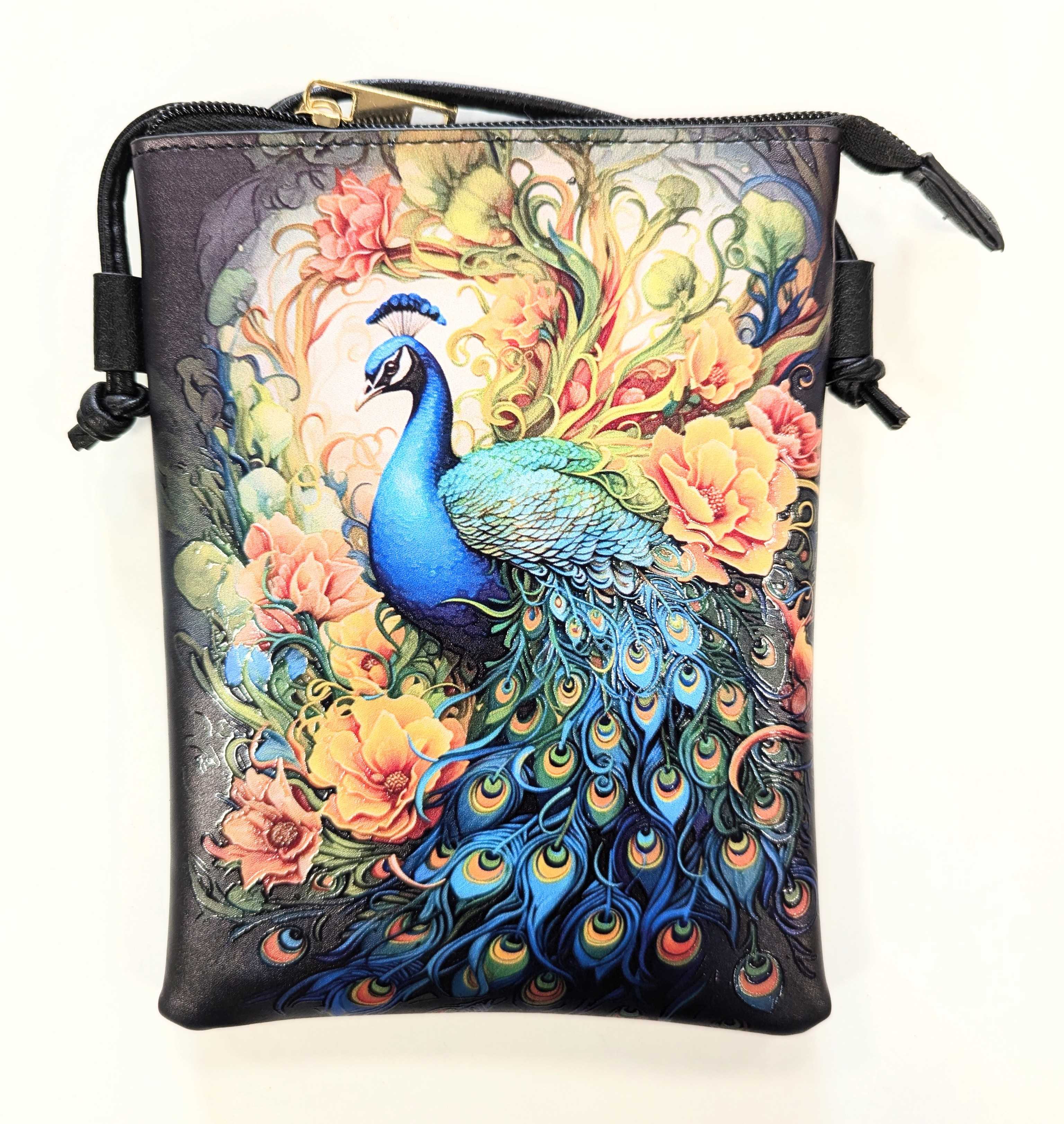Majestic Peacock Crossbody Cell Phone Bag
