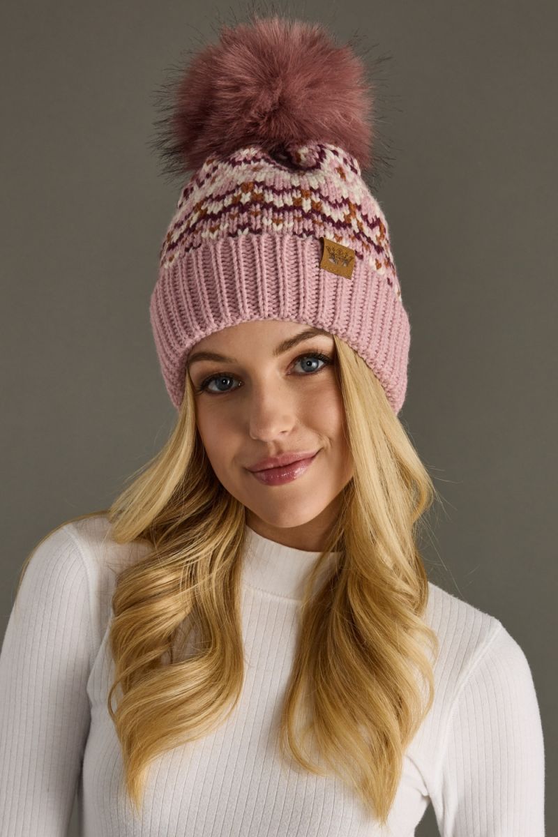 Pink Peppermint Pom Hat