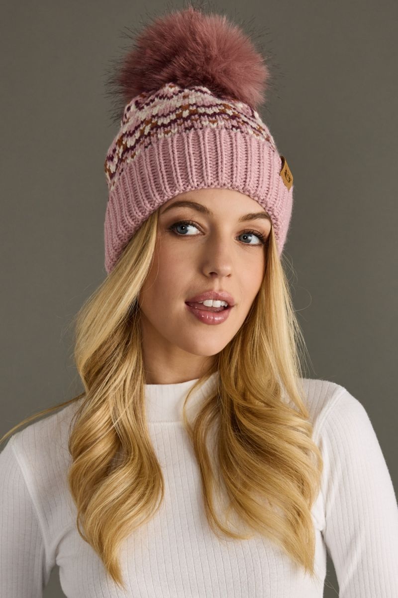Pink Peppermint Pom Hat