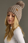 Taupe Chain Knit Pom Hat