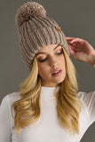 Taupe Chain Knit Pom Hat
