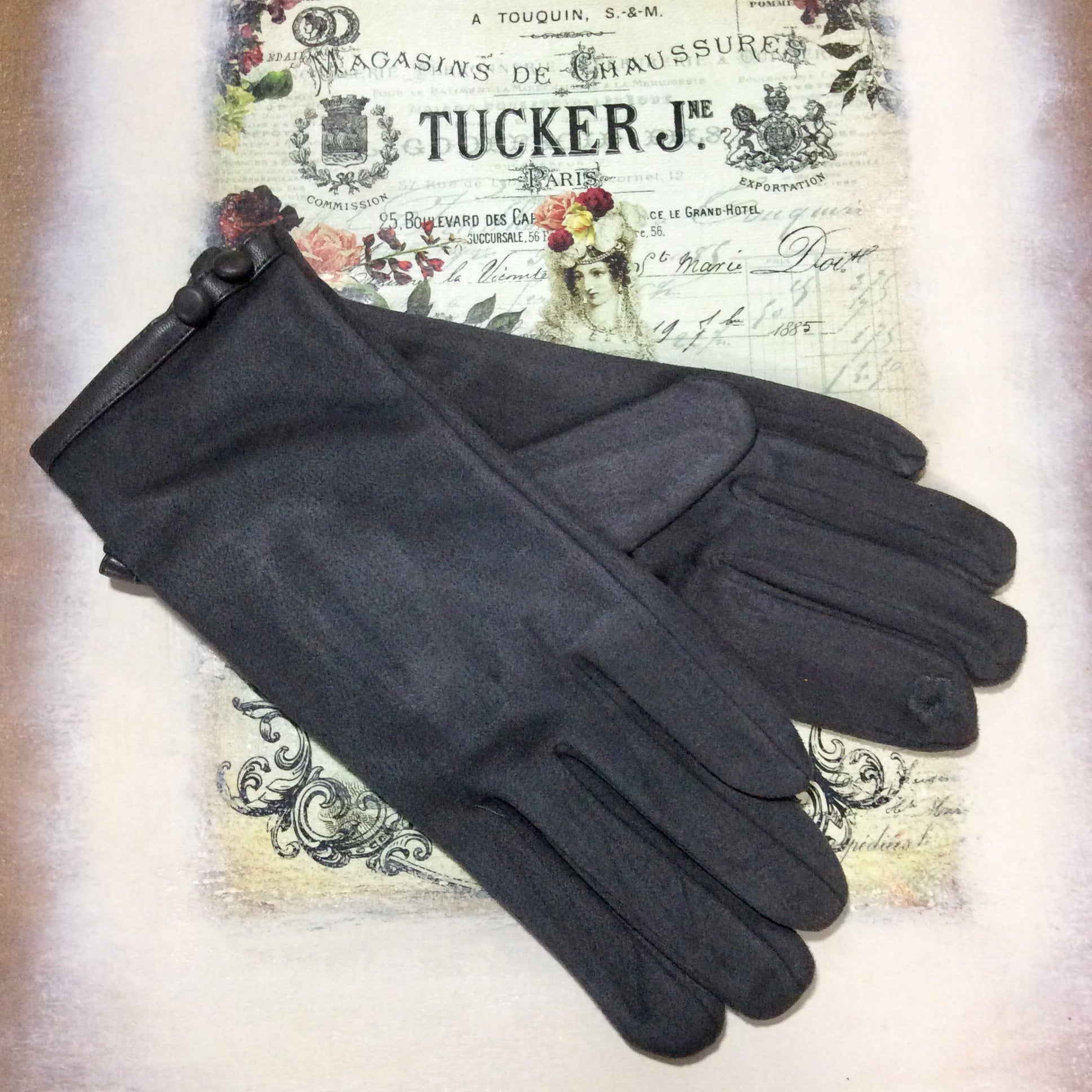 Steel Grey Faux Suede Texting Glove