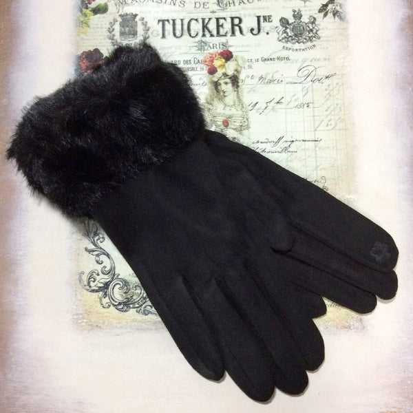 Suede Feel Faux Fur Texting Glove