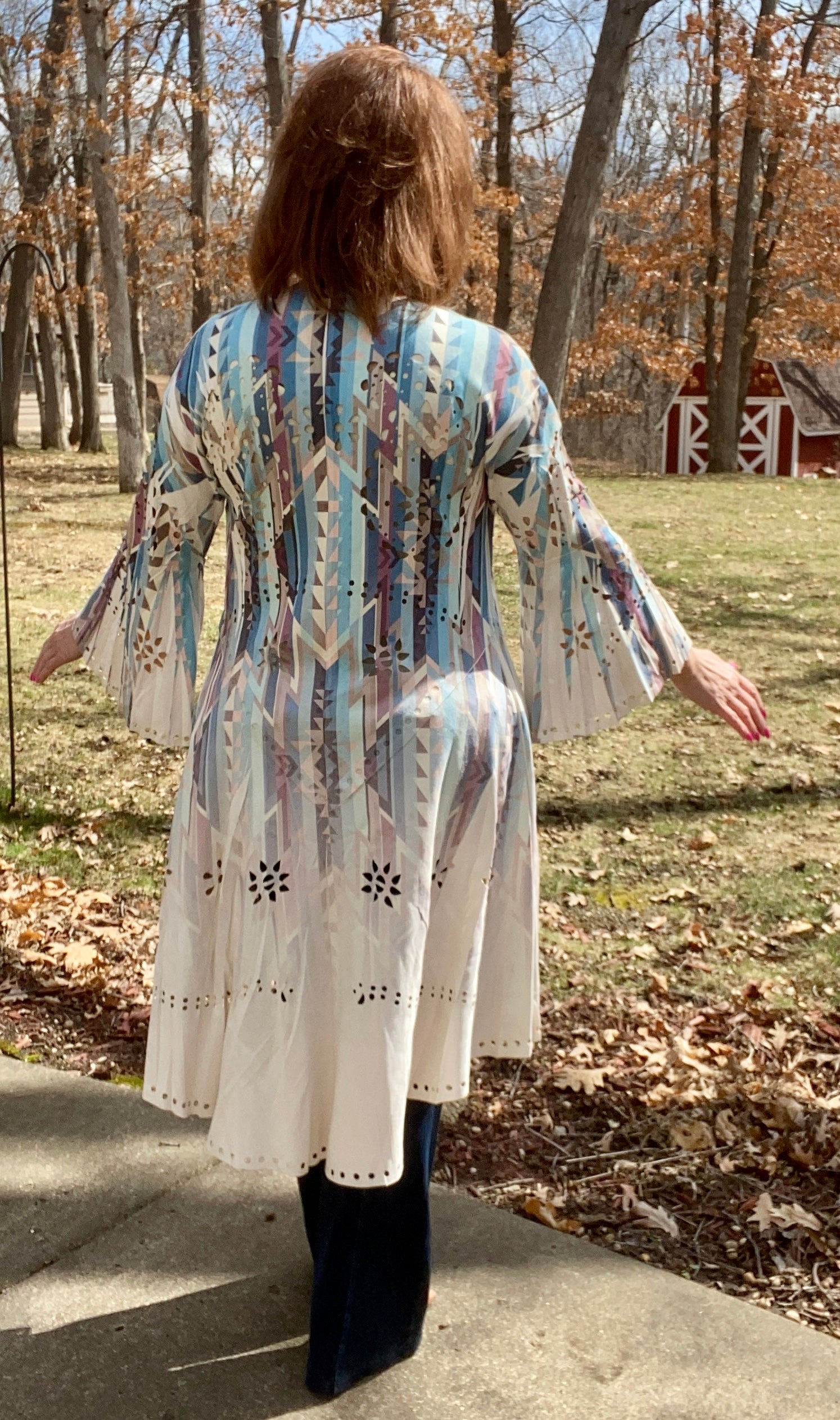 Southwest Die Cut Faux Suede Duster
