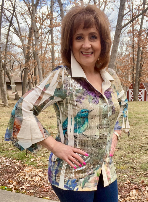 Beaux Art Bell Sleeve Top From Origami